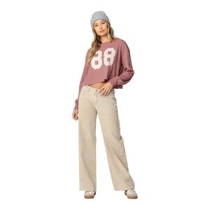 Edikted Pink Long Sleeve Crop Sweatshirt